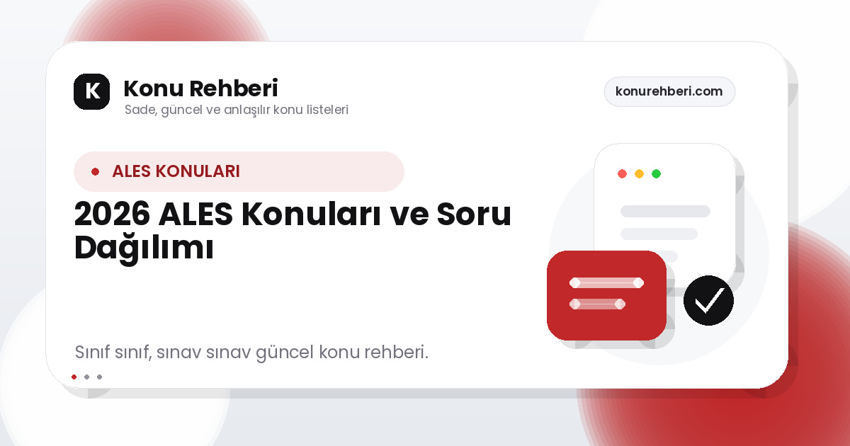 2026 ALES Konuları ve Soru Dağılımı