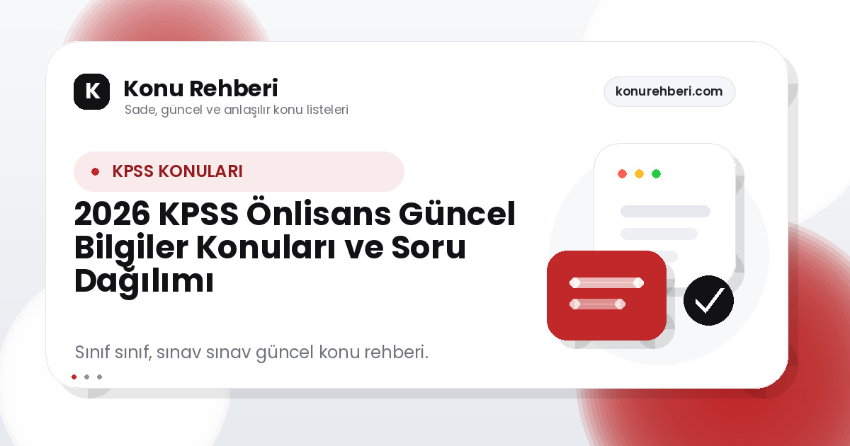 2026 KPSS Önlisans Güncel Bilgiler Konuları ve Soru Dağılımı