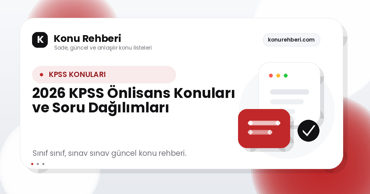 2026 KPSS Önlisans Konuları ve Soru Dağılımları