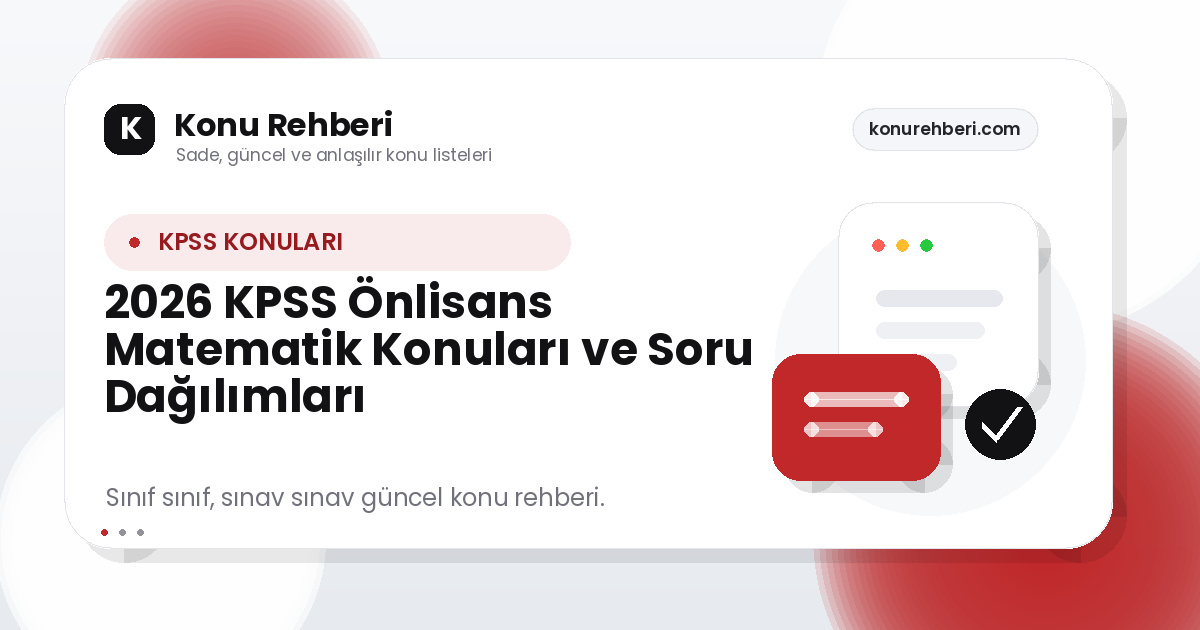 2026 KPSS Önlisans Matematik Konuları ve Soru Dağılımları