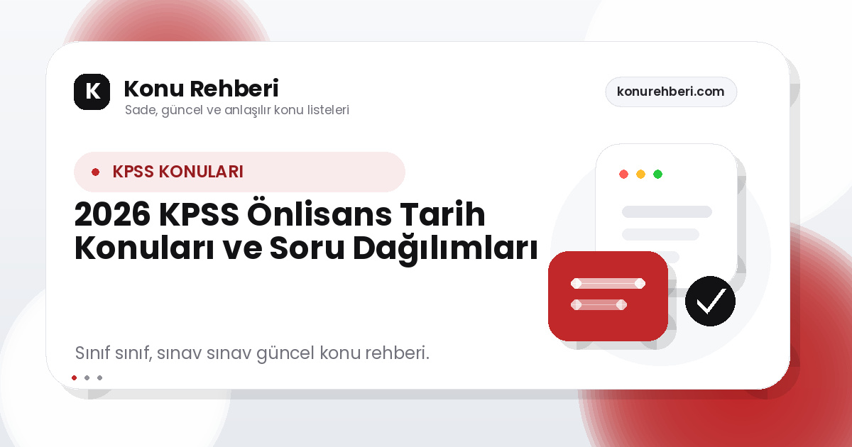 2026 KPSS Önlisans Tarih Konuları ve Soru Dağılımları