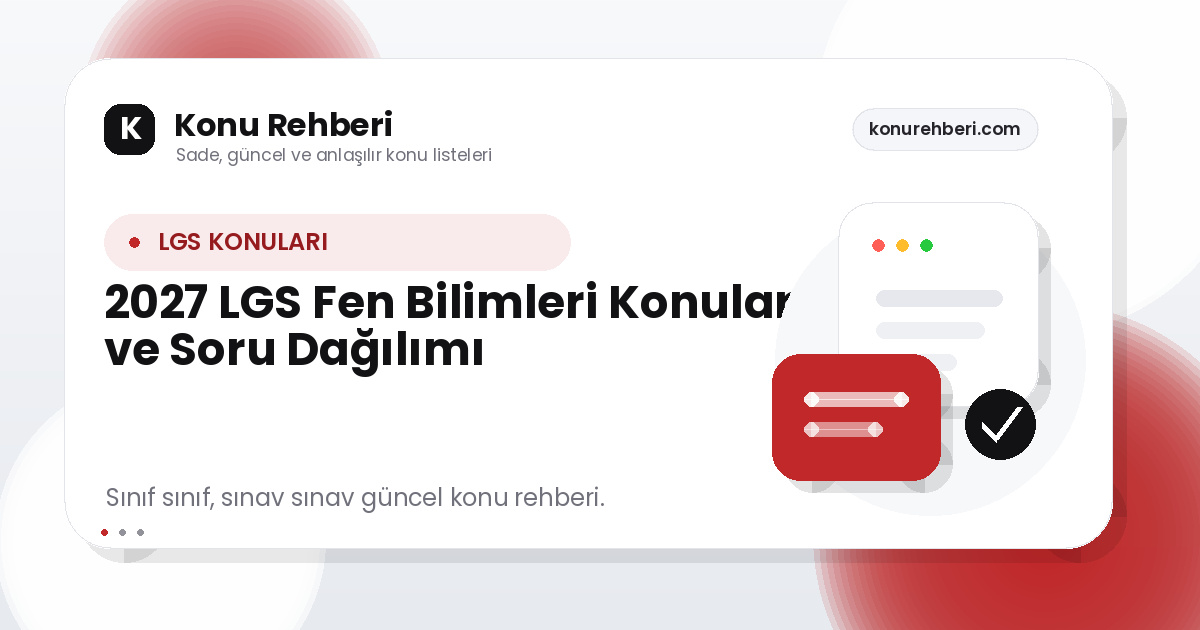2027 LGS Fen Bilimleri Konuları ve Soru Dağılımı