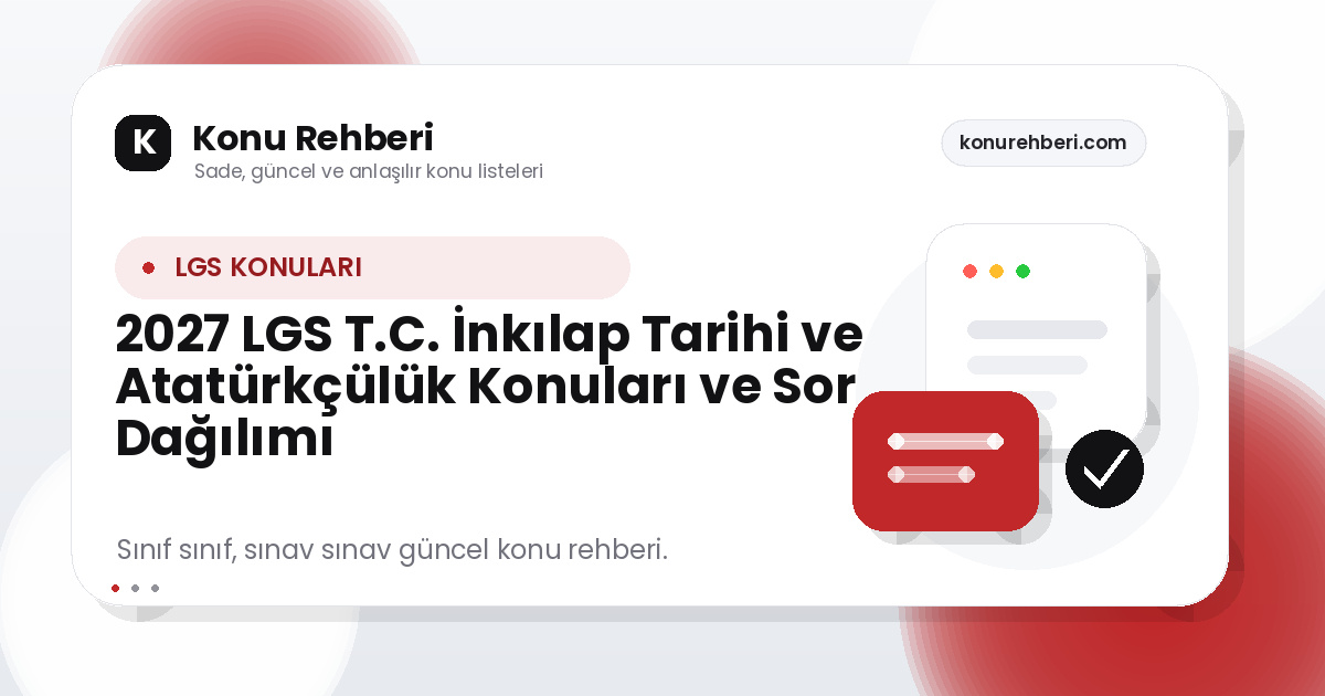 2027 LGS T.C. İnkılap Tarihi ve Atatürkçülük Konuları ve Soru Dağılımı