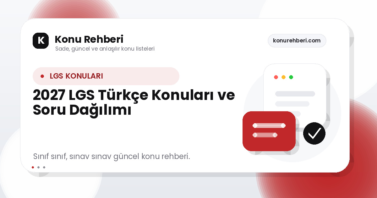 2027 LGS Türkçe Konuları ve Soru Dağılımı