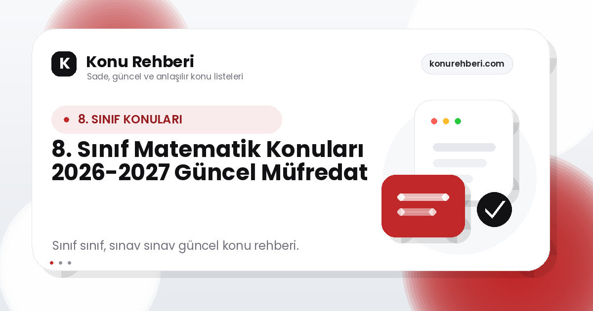 8. Sınıf Matematik Konuları 2026-2027 Güncel Müfredat